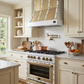 FORNO Ambassador 36" Dual Fuel Range in White with Antique Brass Accents and Copper Rivet Trim, FFSGS6199-36CPWHT