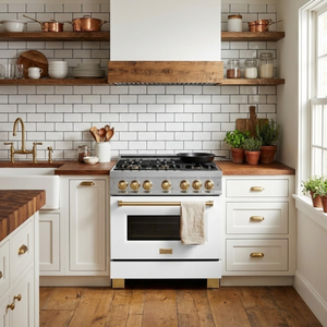 ZLINE Autograph 36" 5.2 cu. ft. Select Dual Fuel Range with 6 Burners in Stainless Steel with White Matte Door and Polished Gold Accents, HDRZ-WM-36-G