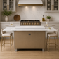 FORNO Elevato Smart Bar Table with 5.2 cu. ft. Fridge/Freezer, Motorized Lift System, Bluetooth Control in White and Luxury Champagne Finish, FBTFR7037-72WHT