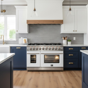 FORNO Capriasca 48″ 6.58 cu. ft. Gas Range with 8 Italian Burners in White, FFSGS6260-48WHT