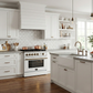 FORNO Giovanni 30" 4.32 cu. ft. Gas Range with 5 Burners, Air Fry Basket, Wok Support and Griddle in White with Antique Brass Accents, FFSGS6274-30WHT