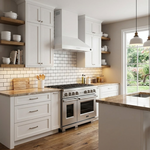 FORNO Espresso Bari 30" 400 CFM Under Cabinet Range Hood in White with Stainless Steel Handles, FRHUC5255-30WHT