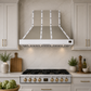 FORNO Ambassador Valente 48" 304 CFM Wall Mount Range Hood with 3 Speeds, LED Light in Fingerprint Resistant White, Antique Brass and Copper Rivet Trim, FRHWM5099-48CPWHT