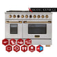 Kucht 48" 6.7 cu. ft. 8 Burner Propane Gas Dual Fuel Range in Stainless Steel with Gold Accents and Digital Thermostat