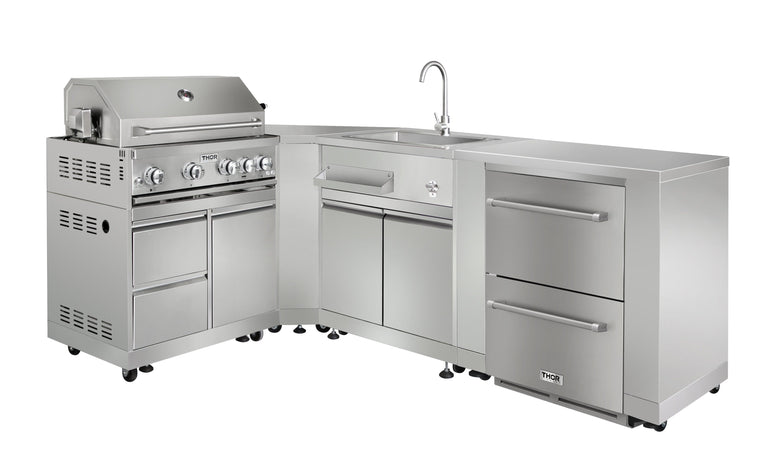 Thor Outdoor Kitchen Package with Propane Gas Grill and Freezer, AP-Outdoor-LP-F-6-A