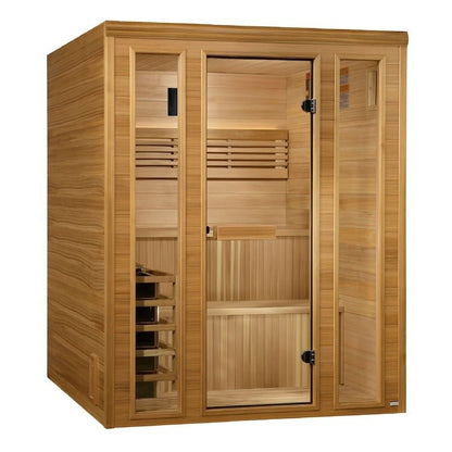 Golden Designs Engelberg Edition Indoor/Covered Outdoor Traditional Steam Sauna in Pacific Premium Clear Cedar (6-Person Capacity)