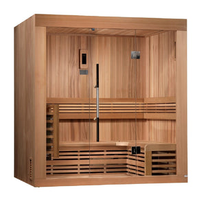 Golden Designs Copenhagen Edition Indoor Traditional Sauna with Canadian Red Cedar Interior and Pacific Premium Clear Cedar Exterior (3-Person Capacity)