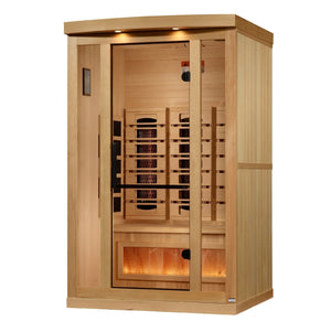 Golden Designs Full Spectrum PureTech™ Near Zero EMF Indoor Infrared Sauna with Himalayan Salt Bar in Canadian Hemlock (2-Person Capacity)