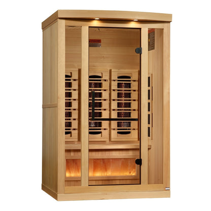 Golden Designs Full Spectrum PureTech™ Near Zero EMF Indoor Infrared Sauna with Himalayan Salt Bar in Canadian Hemlock (2-Person Capacity)