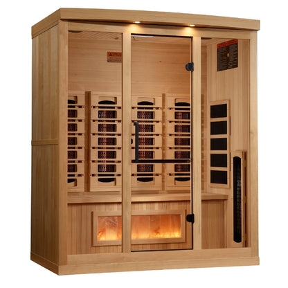 Golden Designs Full Spectrum PureTech™ Near Zero EMF Indoor Infrared Sauna with Himalayan Salt Bar in Canadian Hemlock (4-Person Capacity)