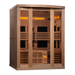 Golden Designs Full Spectrum PureTech™ Near Zero EMF Indoor Infrared Sauna with 3 Himalayan Salt Bars in Canadian Hemlock (3-Person Capacity)