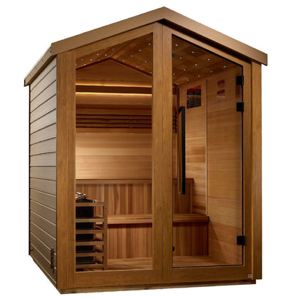 Golden Designs Kaarina Outdoor Barn Style Traditional Sauna with Canadian Red Cedar Interior (6-Person Capacity)