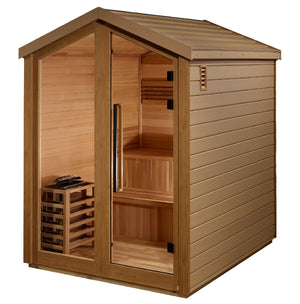 Golden Designs Kaarina Outdoor Barn Style Traditional Sauna with Canadian Red Cedar Interior (6-Person Capacity)