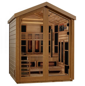 Golden Designs Loviisa Outdoor Barn Style Hybrid (PureTech™ Full Spectrum IR or Traditional Stove) Sauna with Canadian Red Cedar Interior (3-Person Capacity)