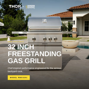 Gordon Ramsay by THOR Kitchen 32" Freestanding/Built-In Propane Gas Gas Grill and Cart, RBG3201