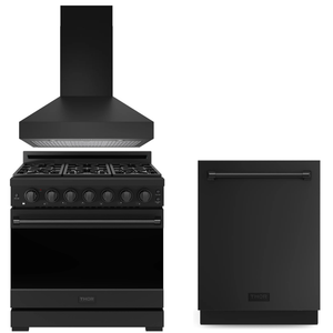 Gordon Ramsay by THOR Kitchen Package - 36" Propane Gas Range, 36" Range Hood, Dishwasher in Black Matte, AP-RSG36PBLP-6