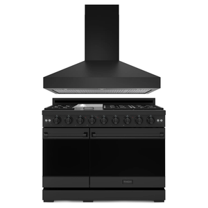 Gordon Ramsay by THOR Kitchen Package - 48" Gas Range, 48" Range Hood in Black Matte, AP-RSG48EB-3