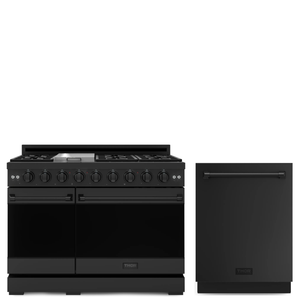Gordon Ramsay by THOR Kitchen Package - 48" Gas Range, 24" Dishwasher in Black Matte, AP-RSG48EB-4