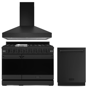 Gordon Ramsay by THOR Kitchen Package - 48" Propane Gas Range, 48" Range Hood, Dishwasher in Black Matte, AP-RSG48EBLP-6