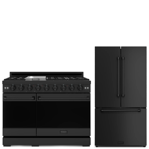Gordon Ramsay by THOR Kitchen Package - 48" Propane Gas Range, 36" Refrigerator with Ice Maker in Black Matte, AP-RSG48EBLP