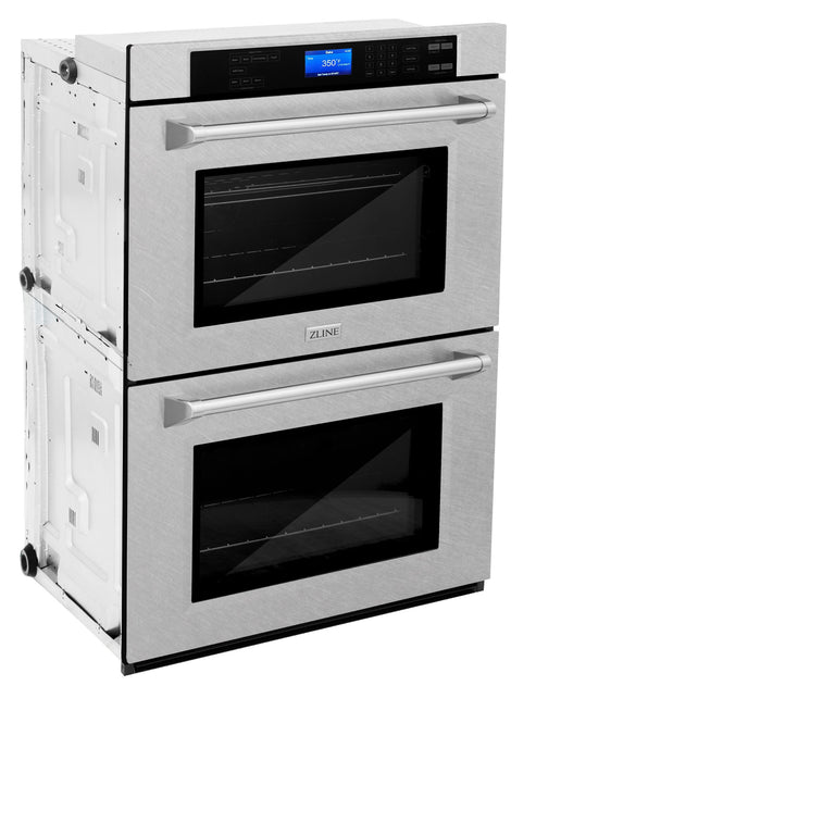 ZLINE Appliance Package - 30" Professional Double Wall Oven, 36" Rangetop, Range Hood In DuraSnow® Stainless Steel, 3KP-RTSRH36-AWD