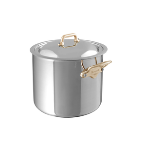 Mauviel 1830 M'COOK B 5-Ply Stockpot With Lid, Brass Handles, 9.7-Qt