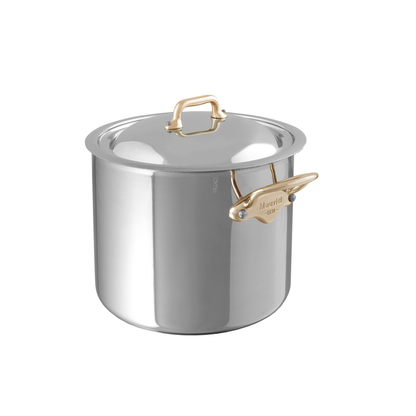 Mauviel 1830 M'COOK B 5-Ply Stockpot With Lid, Brass Handles, 9.7-Qt