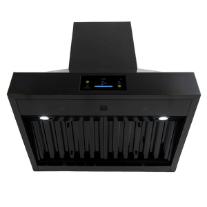 Induction Hardware 30-Inch Convertible Wall Mount Range Hood, 400 CFM, Black Stainless Steel, RH-400-30-BS