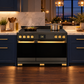 Induction Hardware Luxury Series Orion Edition 48-Inch 7.7 Cu. Ft. Double Oven Induction Range, Self-Cleaning, Black Stainless Steel with Gold Accents, S-IR48-BS-ORION