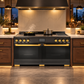Induction Hardware Luxury Series Orion Edition 60-Inch 10.2 Cu. Ft. Double Oven Induction Range with Griddle, Self-Cleaning, Black Stainless Steel with Gold Accents, S-IR60-BS-ORION