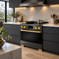 Induction Hardware Luxury Series Orion Edition 30-Inch 5.1 Cu. Ft. Induction Range, Self-Cleaning, Black Stainless Steel with Gold Accents, S-IR30-BS-ORION
