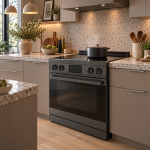 Induction Hardware Luxury Series 30-Inch 5.1 Cu. Ft. Induction Range, Self-Cleaning, Black Stainless Steel, S-IR30-BS