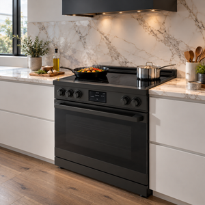 Induction Hardware Luxury Series 36-Inch 5.4 Cu. Ft. Induction Range, Self-Cleaning, Black Stainless Steel, S-IR36-BS