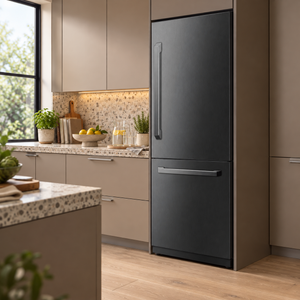 Induction Hardware 30-Inch Built-In Refrigerator and Freezer with Ice Maker and Water Dispenser, Black Stainless Steel, RF-30-BS