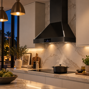 Induction Hardware 36-Inch Convertible Wall Mount Range Hood, 1000 CFM, Black Stainless Steel, S-RH36-PW-BS