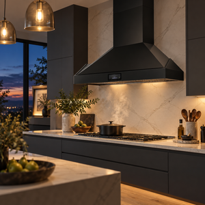 Induction Hardware 48-Inch Convertible Wall Mount Range Hood, 1800 CFM, Black Stainless Steel, S-RH48-PW-BS