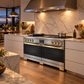 Induction Hardware Luxury Series Vega Edition 60-Inch 10.2 Cu. Ft. Double Oven Induction Range with Griddle, Self-Cleaning, Stainless Steel with Gold Accents, S-IR60-SS-VEGA
