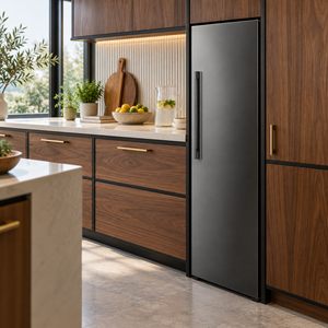 Induction Hardware 18-Inch Freezer Built-In Column with Ice Maker, Black Stainless Steel, FRC-18-BS