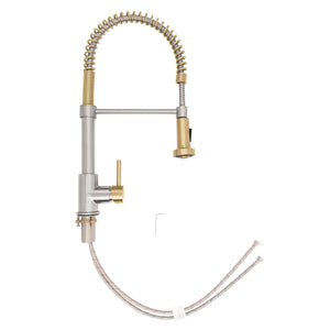 ZLINE Autograph Apollo Pull Down Spring Single Handle Kitchen Faucet in Brushed Nickel and Champagne Bronze, APL-KF-ZBNCB