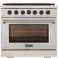 Kucht Professional 36" 5.2 cu. ft. Natural Gas Range in Stainless Steel with Black Accents, KFX360-K