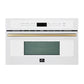 FORNO Espresso Oliena 30" 1.6 cu. ft. Built-In Microwave Oven in White with Antique Brass Handles, FMWDR3093-30WHT