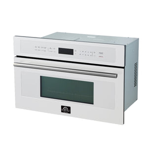 FORNO Espresso Oliena 30" 1.6 cu. ft. Built-In Microwave Oven in White with Silver Handles, FMWDR3093-30WHT