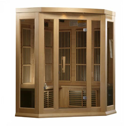 Maxxus Corner Low EMF Indoor Infrared Sauna in Canadian Hemlock (3-Person Capacity)