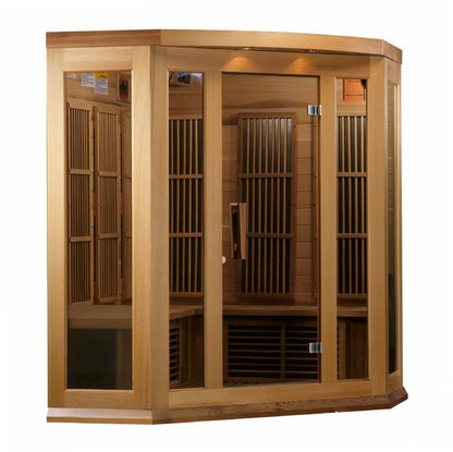 Maxxus Corner Near Zero EMF Indoor Infrared Sauna in Canadian Hemlock (3-Person Capacity)