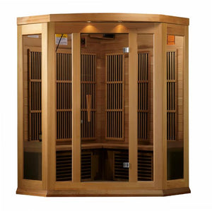 Maxxus Corner Near Zero EMF Indoor Infrared Sauna in Canadian Hemlock (3-Person Capacity)