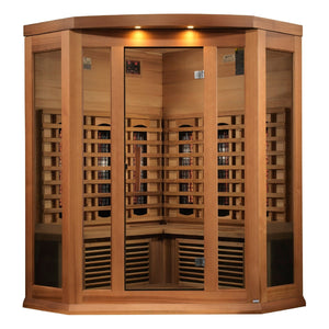Maxxus Corner Full Spectrum Near Zero EMF Indoor Infrared Sauna in Canadian Red Cedar (3-Person Capacity)