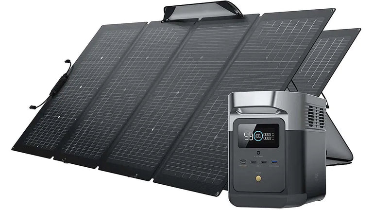 EcoFlow Package - DELTA Mini Portable Power Station (882Wh) and 2 x Bifacial Portable Solar Panel (220W)