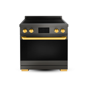 Induction Hardware Luxury Series Orion Edition 30-Inch 5.1 Cu. Ft. Induction Range, Self-Cleaning, Black Stainless Steel with Gold Accents, S-IR30-BS-ORION