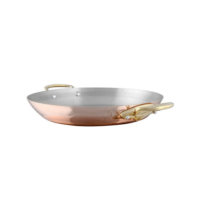 Mauviel 1830 M'Heritage M'150 B Copper Paella Pan With Brass Handles, 13.8-In
