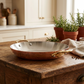 Mauviel 1830 M'Heritage M'150 B Copper Paella Pan With Brass Handles, 13.8-In